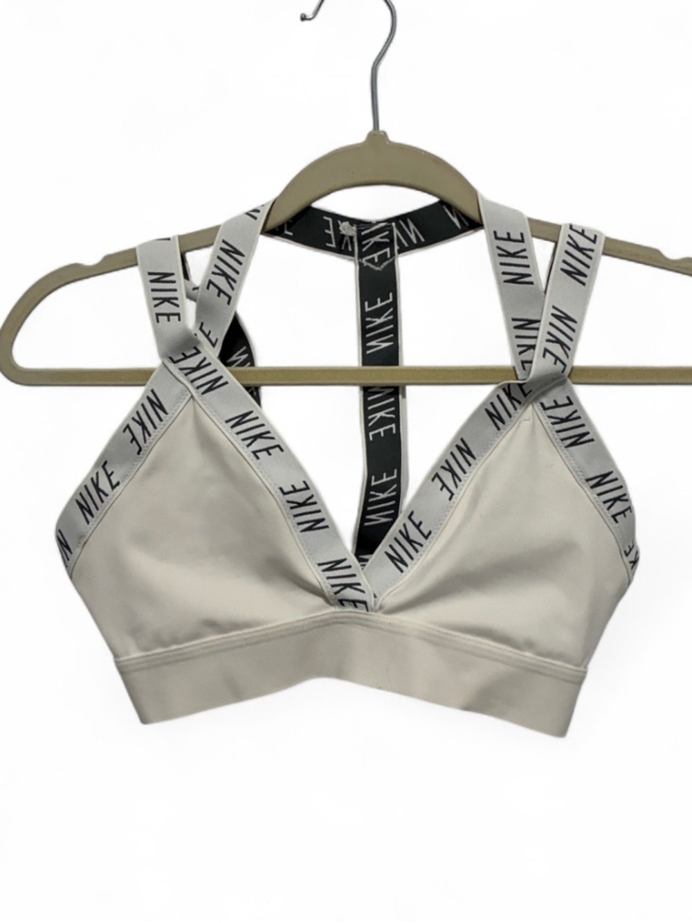 Nike White Logo-Straps Unlined Sports Bra